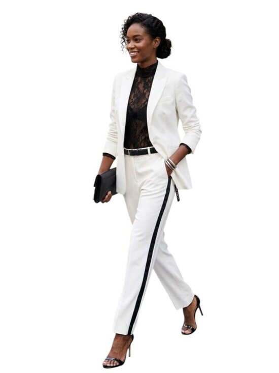 Little Black Tux Pants - Little Black Tux Women's White Tuxedo Pants Black Side Stripe Size 16 NWT Formal